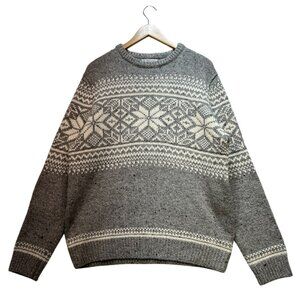 Tu Premium Clothing Mens Norwegian Pullover Sweater Large Gray Nordic Classic